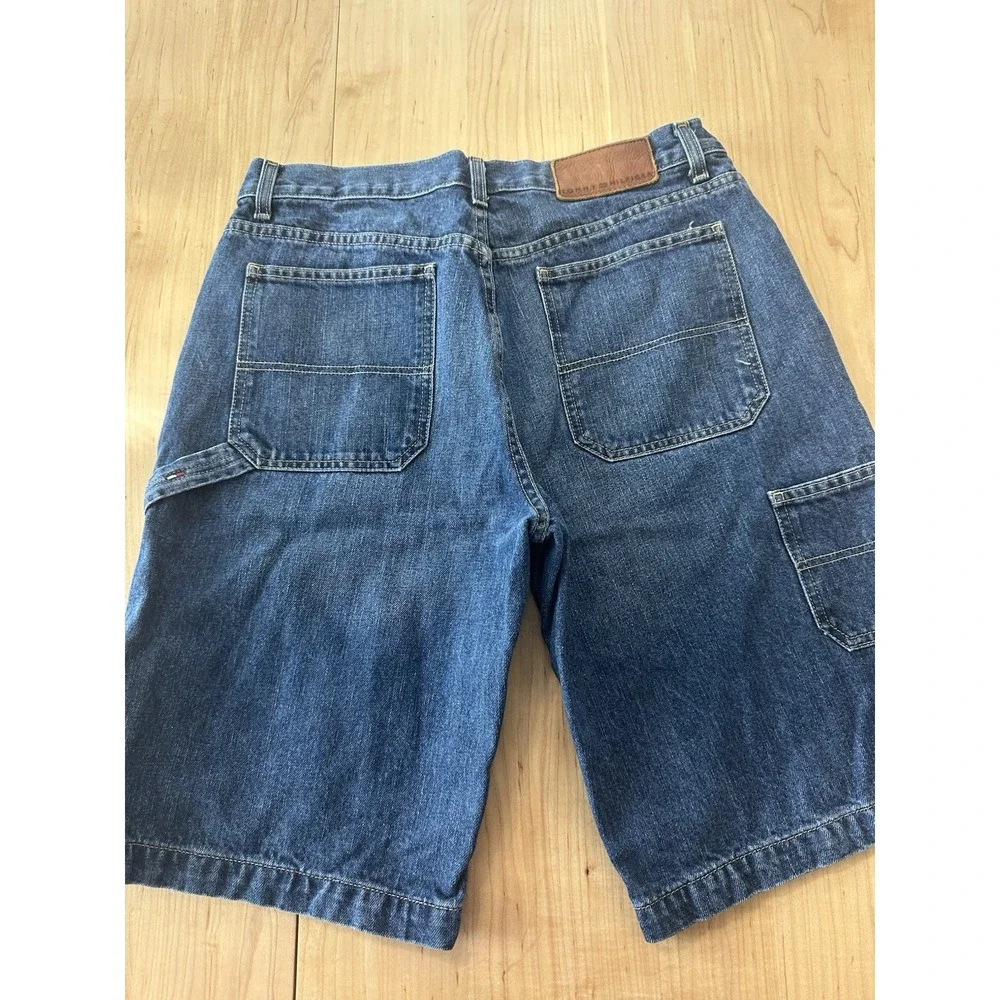 Tommy Hilfiger Carpenter Denim Shorts Mens 32 Blue Vintage 90s Baggy Fit Y2K